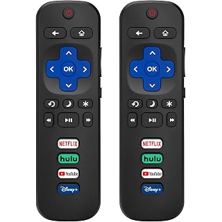 (2 Pack) Replacement Remote Control for Roku TV, for TCL Roku/Onn Roku TVs | for Hisense Roku/Sharp Roku/Element Roku/Westing