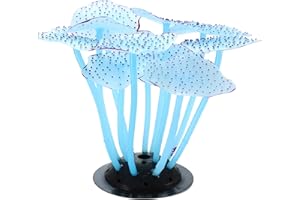 CAPASTEC Soft Silicone Glowing Mushroom Coral, Fluorescence Aquatic Artificial Coral for Aquarium (Blue)