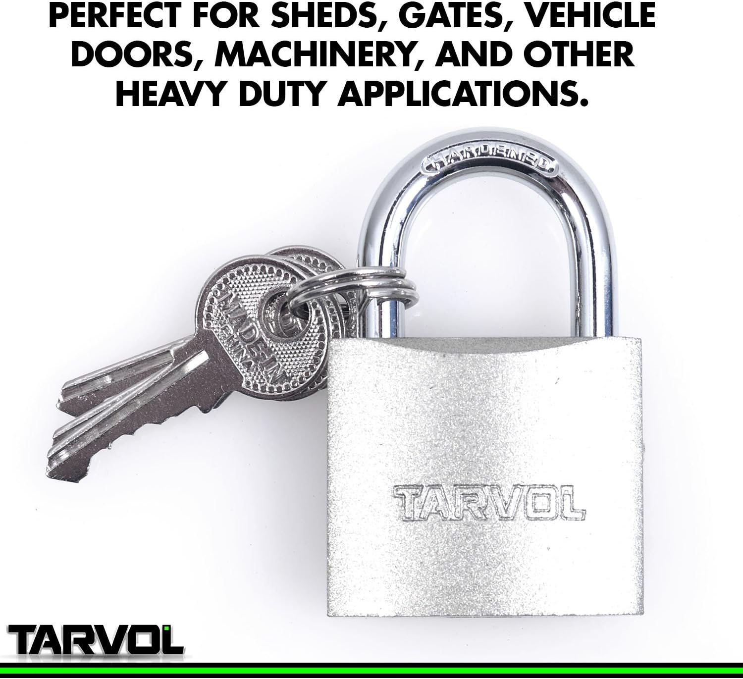 Steel Padlock with Keys (Heavy Duty Security) Safely Lock Interior or Exterior Gates, Sheds, Lockers, Bikes, Tool Box, or Containers. Includes 3 Master Keys - - 