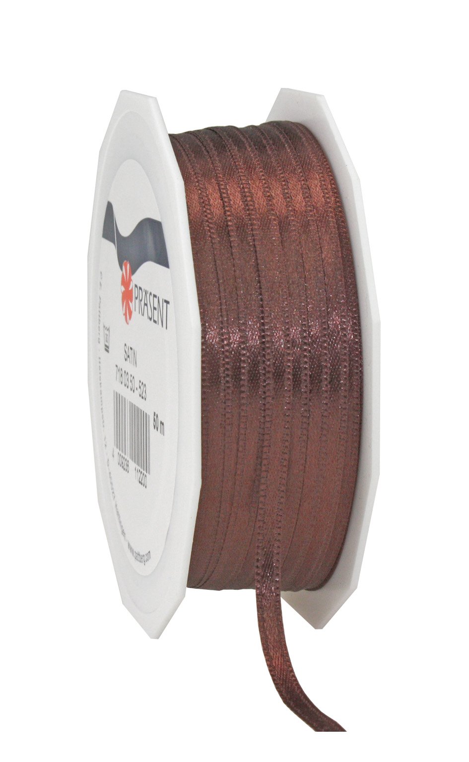 PRÄSENT C.E. Pattberg SATIN espresso (brown) gift ribbon, 55 yards for Wrapping Gifts, 0.12 inches width, Ribbon for Decorating & Crafting, Decorative Ribbon for Gifts, for every occasion