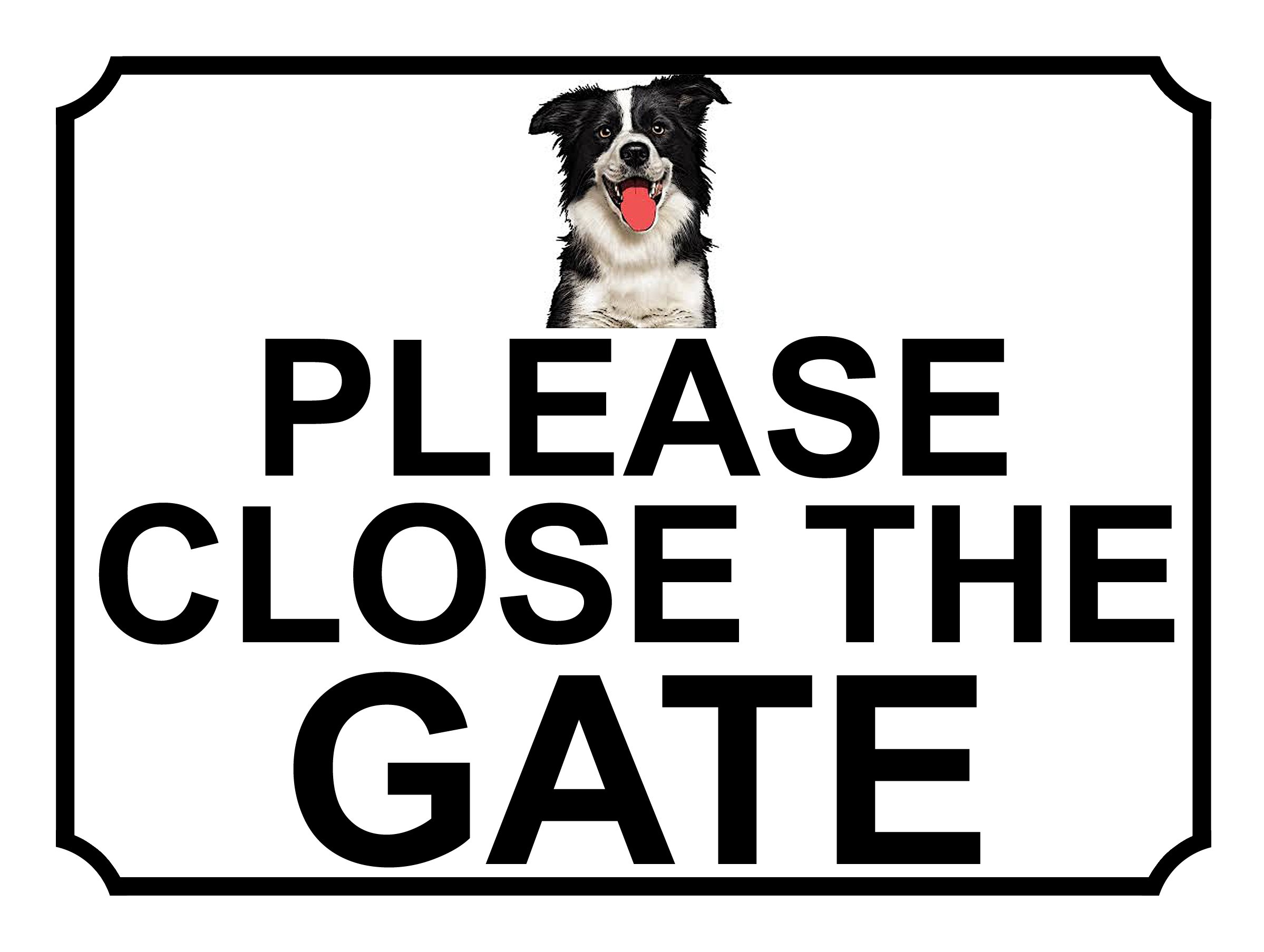 PLEASE CLOSE THE GATE COLLIE DOG THEME METAL SIGN 267MM X 200MM (139H1L) LARGE 10" X 8"
