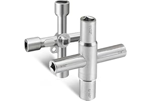Hanpex 4 Way Sillcock Key Wrench Set, Multi-Functional Utilities Water Key, Fits Most Sillcock, Stopcock, Water Spigots, Wall