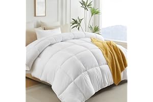 L LOVSOUL Down Alternative Comforter King Size Duvet Insert,All Season Duvet Insert with Corner Tabs,White Comforter King 106x90Inches
