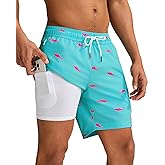 maamgic 2 in 1 Mens Swim Trunks 7 Inch Swim Shorts Swim Suits Board Shorts
