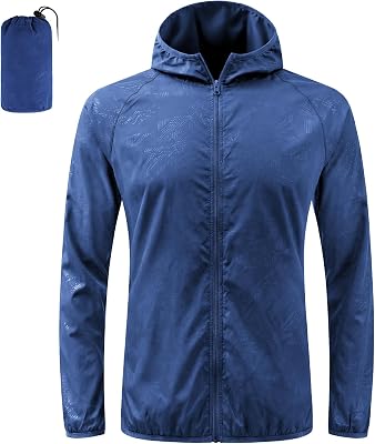 Regenjacke Faltbar Kapuze Wasserdichte, Sportjacke (Königsblau, M)