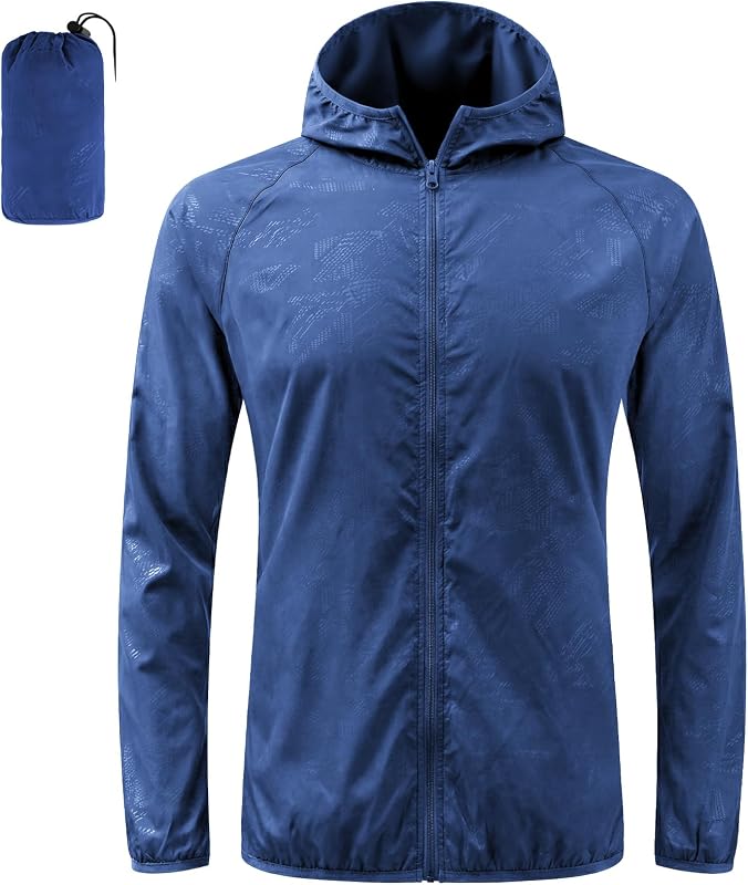 Regenjacke Faltbar Kapuze Wasserdichte, Sportjacke (Königsblau, M)