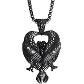 HAQUIL Raven Necklace, Norse Huginn and Muninn Odin Raven Pendant, Viking Jewelry Gift for Men and Women