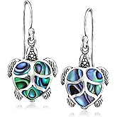 Ross-Simons Abalone Shell Bali-Style Turtle Drop Earrings in Sterling Silver