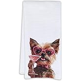 Cabana Bro Yorkshire Terrier Gifts Kitchen Towels, Yorkie Gifts for Women Dog Mom Decorative Hand Towels for Bathroom, Funny Yorkshire Terrier Cocktail Dish Tea Towels for Kitchen, 16x24 Inch