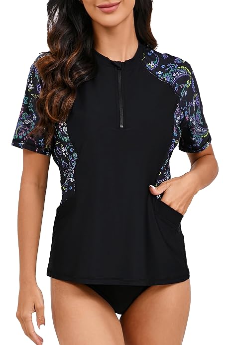 Halcurt Damen Langarm-Rashguard Mit Integriertem BH – UPF50+ Sonnenschutz, Schnell Trocknend, Perfekt Für Schwimmen & Surfen