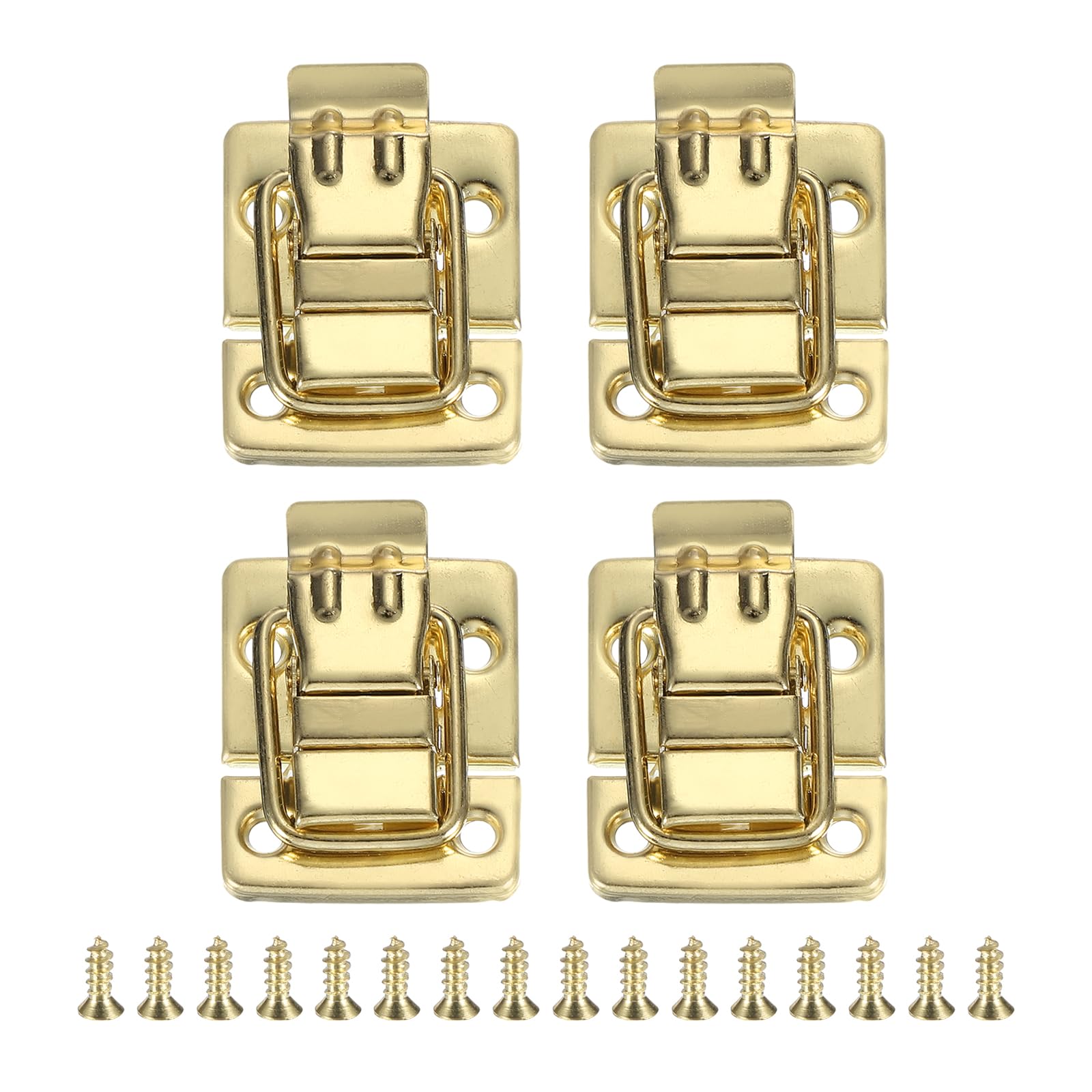 PATIKIL Fastener Toggle Latches Catch Chest, 4Pcs Metal Suitcase Boxes Buckles Retro Trunk Box Hasp Lock with Screw for Wooden Packing Case Toolbox Cabinet, Gold