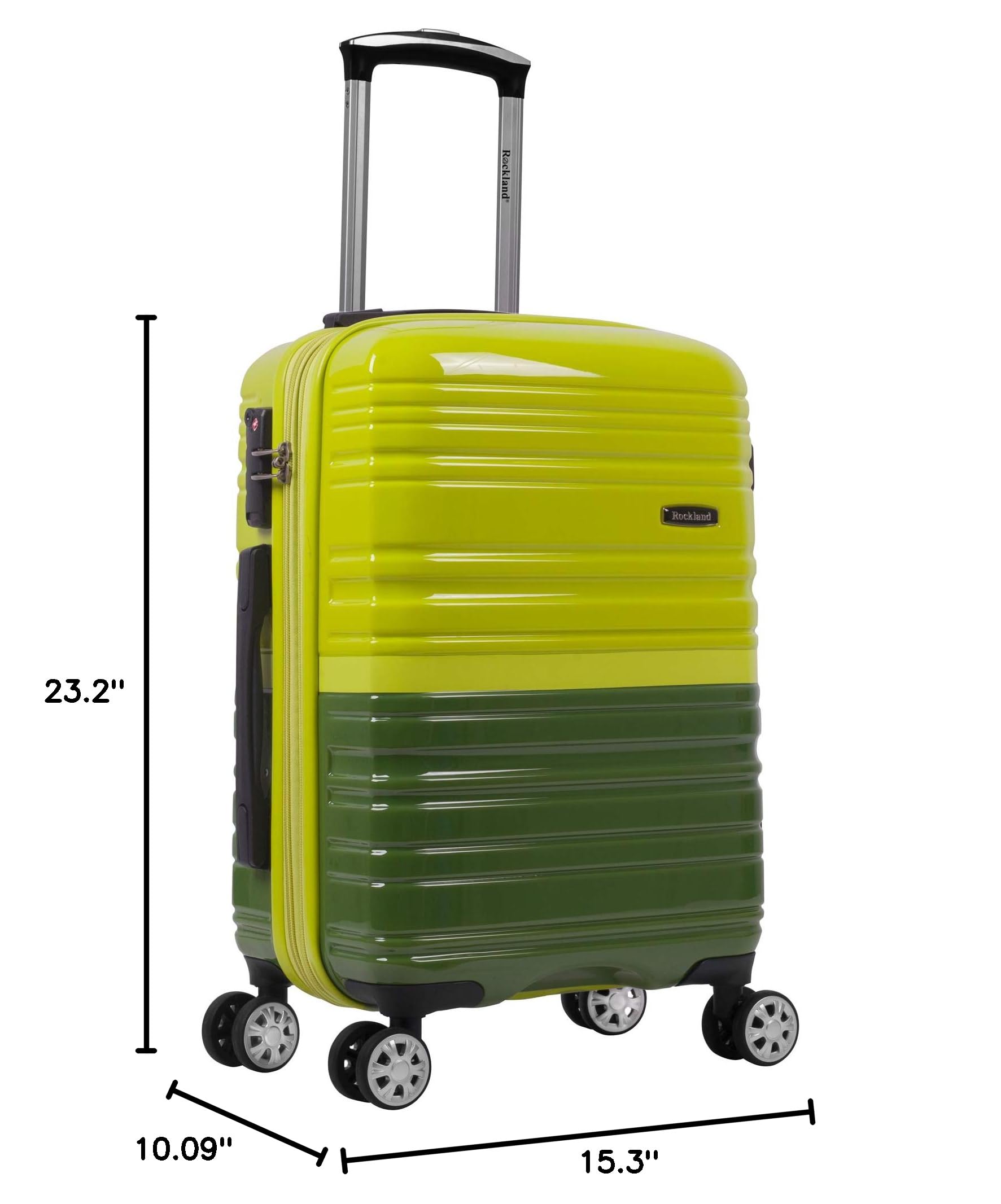 Rockland Melbourne Hardside Expandable Spinner Wheel Luggage, Two Tone Green, Carry-On 20-Inch