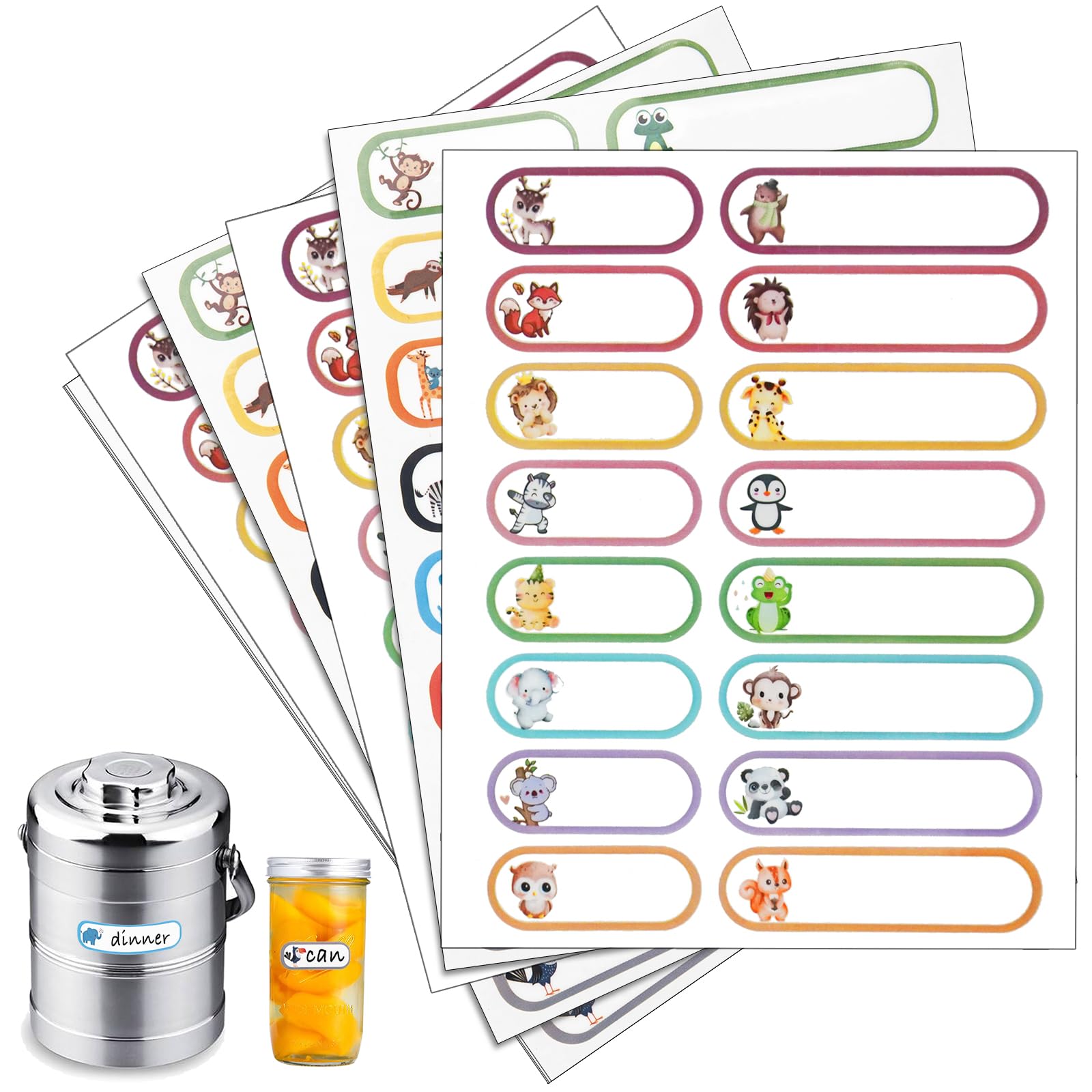 128 Pcs Baby Bottle Waterproof Labels, School Name Labels for Kids, Daycare Labels, Self-Laminating Write-On Waterproof Dishwasher Safe Stickers, Kids Name Tags,Assorted Sizes & Colors