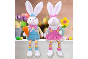 quescu 2pcs Easter Gnomes Decorations,Easter Bunny Gnomes Plush for The Home,Rabbit Gnomes Stuffed Doll Gifts for Tiered Tray Party Decor Home Table Decorations