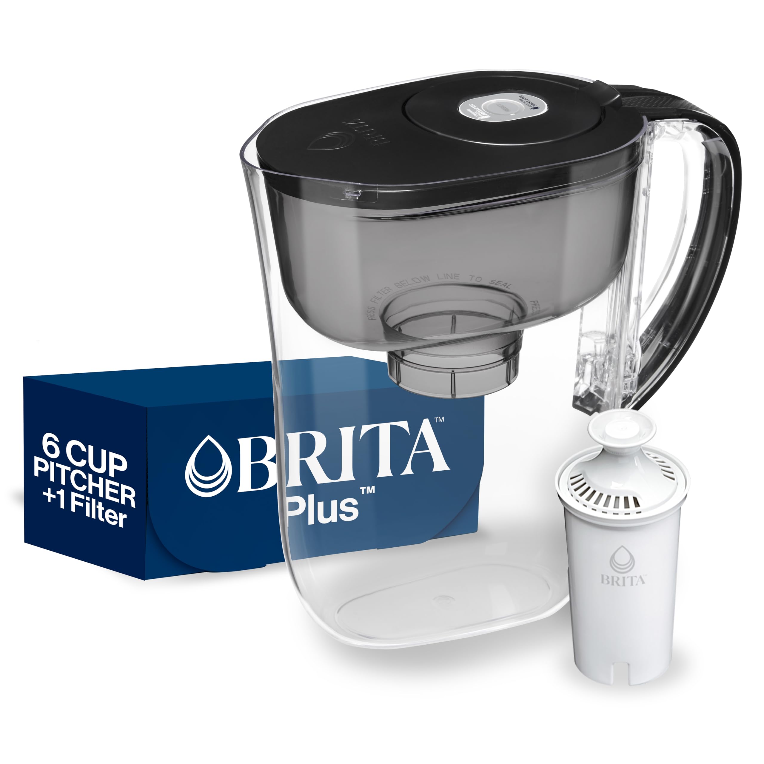 Photo 1 of *USED FILTER** Brita Small 6 Cup Water Filter Pitcher, Metro, Black (Package May Vary)