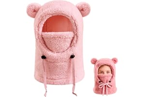 Youevmai Kids Winter Fleece Hats Balaclava，Warm Ski Face Mask Windproof Adjustable Full Cover Neck Warmer，Hood Neck Scarf