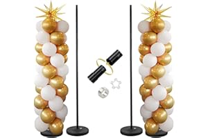 DAKEPOLE Balloon Stand - Set of 2, 56 Inch Height Adjustable Splicing Metal Pole Balloon Column Arch Stand Kits with Base for Floor,Centerpieces Balloon Tower Pillar for Birthday Party,Baby Shower,Christmas
