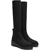 VIVAIA Eduarda Women's Wool Knee High Boots, Round Toe Platform Wedge Chunky Boots, Comfortable Warm for Fall Winter