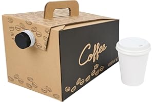 Restaurantware-12 x 7.5 x 8.5 Inch 96 Ounce Disposable Coffee Dispensers, 10 Insulated Coffee Take Out Containers - Built-In Handle, Portable Design, Kraft With Black Paper Coffee To Go Boxes
