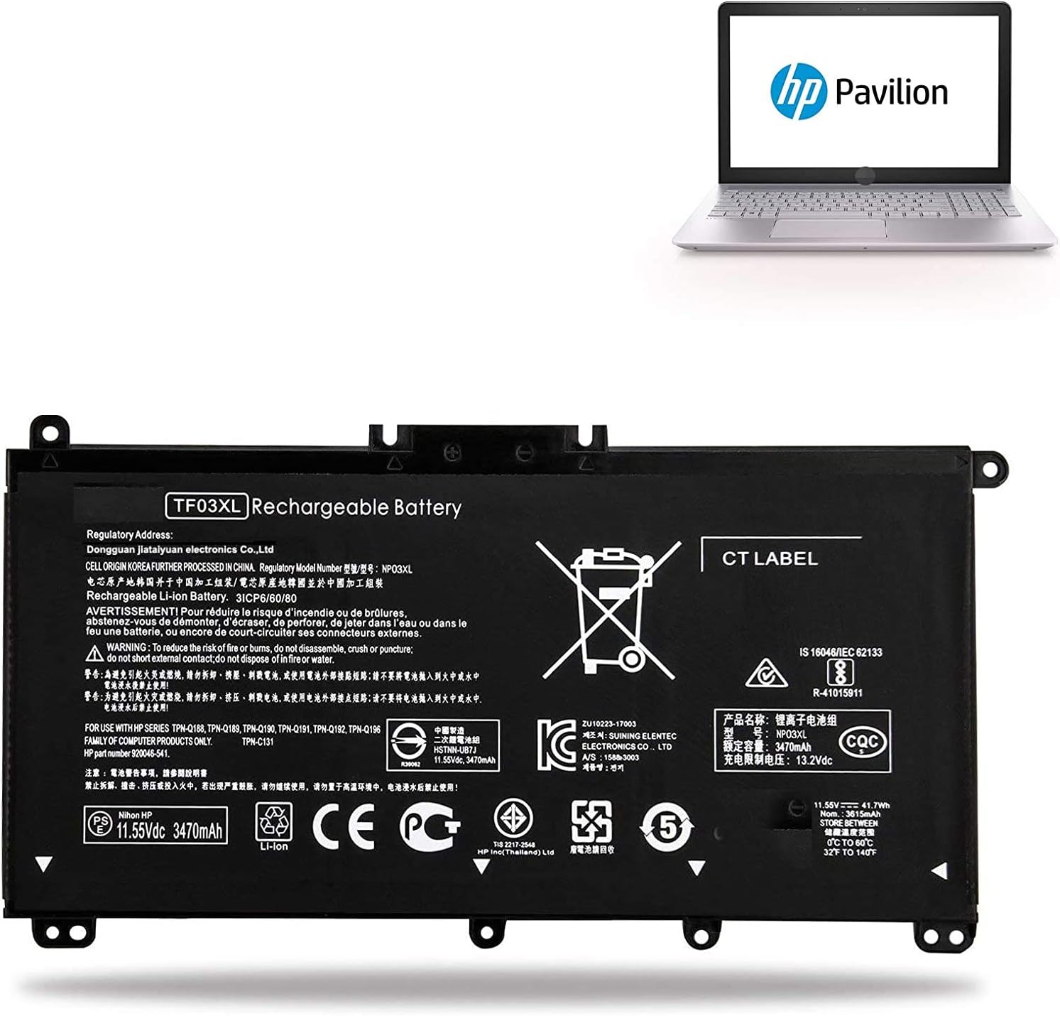 K Kyuer Tf03xl Laptop Battery For Hp Pavilion 14 Bk Amazon Co Uk Electronics