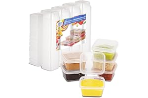 RIKICACA 2 oz Plastic Containers with Lids (200pack), Disposable Condiment Containers with Lids, Portion Cups for Sauce, Jello Shot, Souffle (Square)
