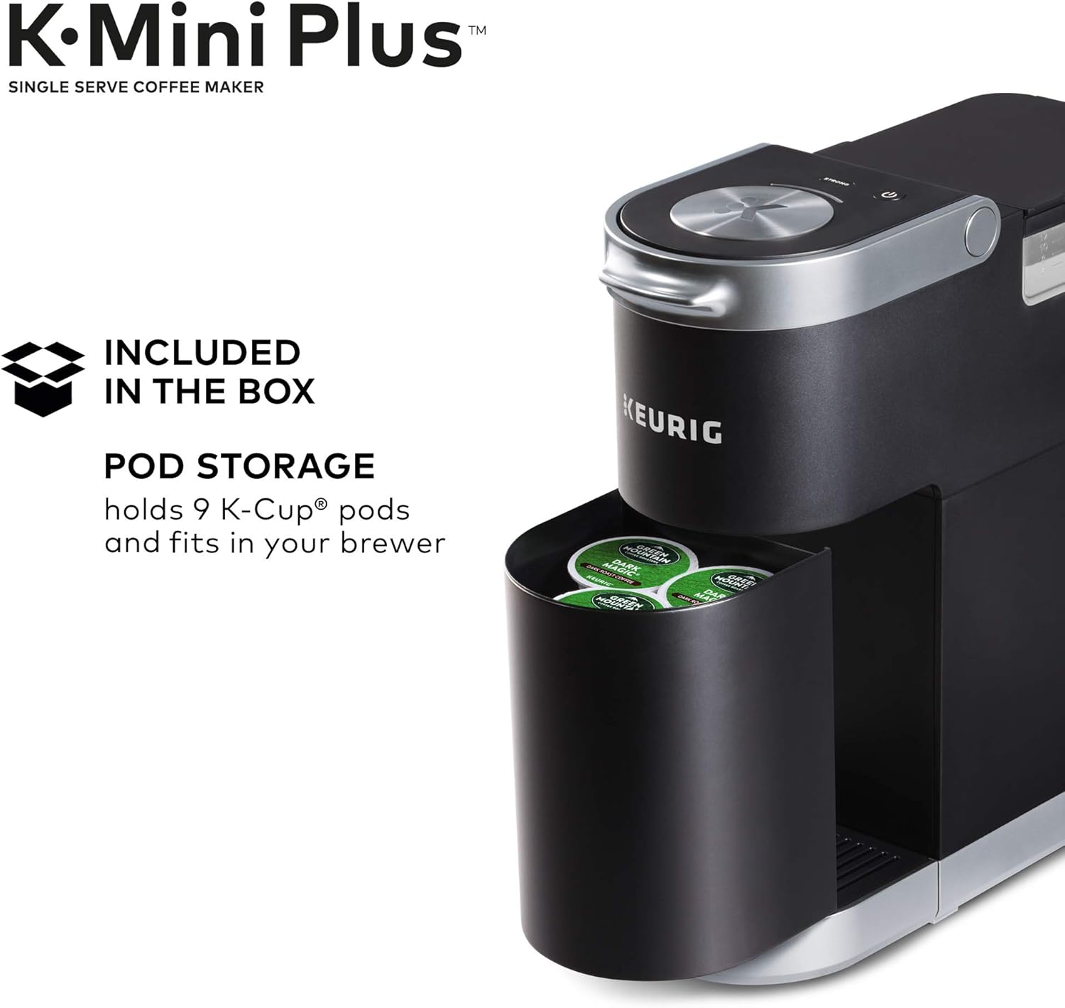 Keurig K-Mini Plus Coffee Maker, Single Serve K-Cup Pod Coffee Brewer, Comes With 6 to 12 Oz. Brew Size, K-Cup Pod Storage, and Travel Mug Friendly, Black: Kitchen & Dining