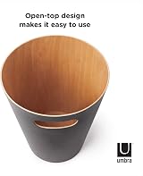 Umbra Woodrow 2 Gallon Modern Wooden Trash Can Dark Grey/Natural view 5