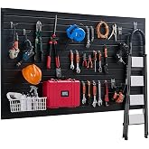 VEVOR Slat Wall Paneling, 8 x 4 ft, PVC Garage Slatwall without Accessories, Black Slat Wall Easy-to-Install Adjustable Slatwall Panel with Coupling Structure &amp; DIY Cutting, Fits for Storage &amp; Display