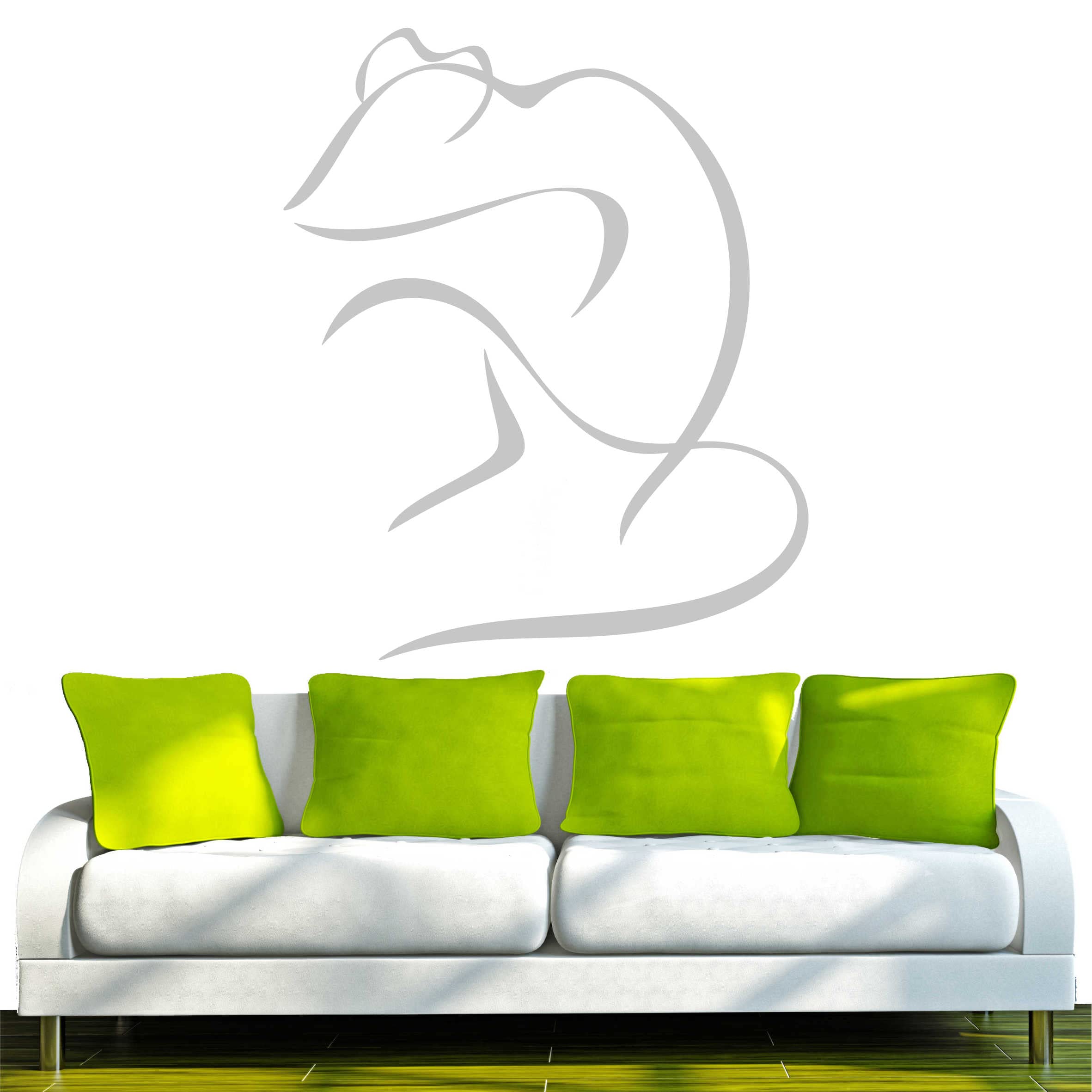 INDIGOS Wall Sticker d267 Anxious Subject Sippy Snake Mouse Tribal 120 x 99 cm Silver Vinyl 120 x 99 x 1 cm