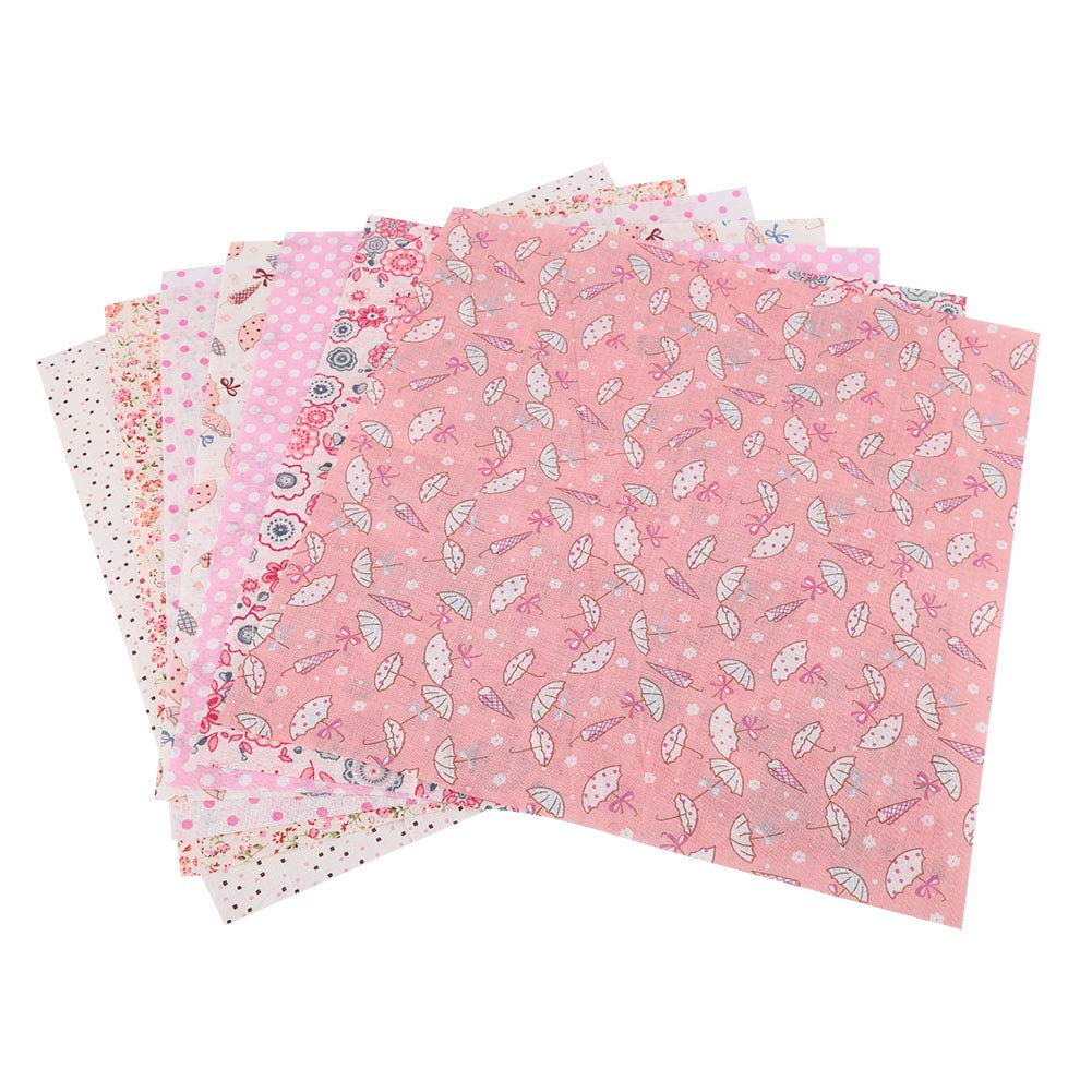 7pcs Cotton Fabric Bundles, Quilting Floral Patchwork Pink Fabric Square Bundles Different Pattern Fat Quarters for Sewing Quilting Crafting DIY Crafts (50 * 50cm)