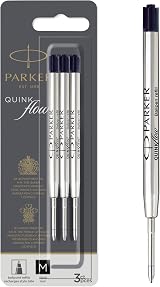 Parker Ballpoint Pen Refills Medium Point Black QUINKflow Ink 3 Count