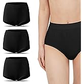 Vanever 3PK Seamless No Show Tummy Support Panties, Breathable Postpartum High Rise Granny Briefs for Women