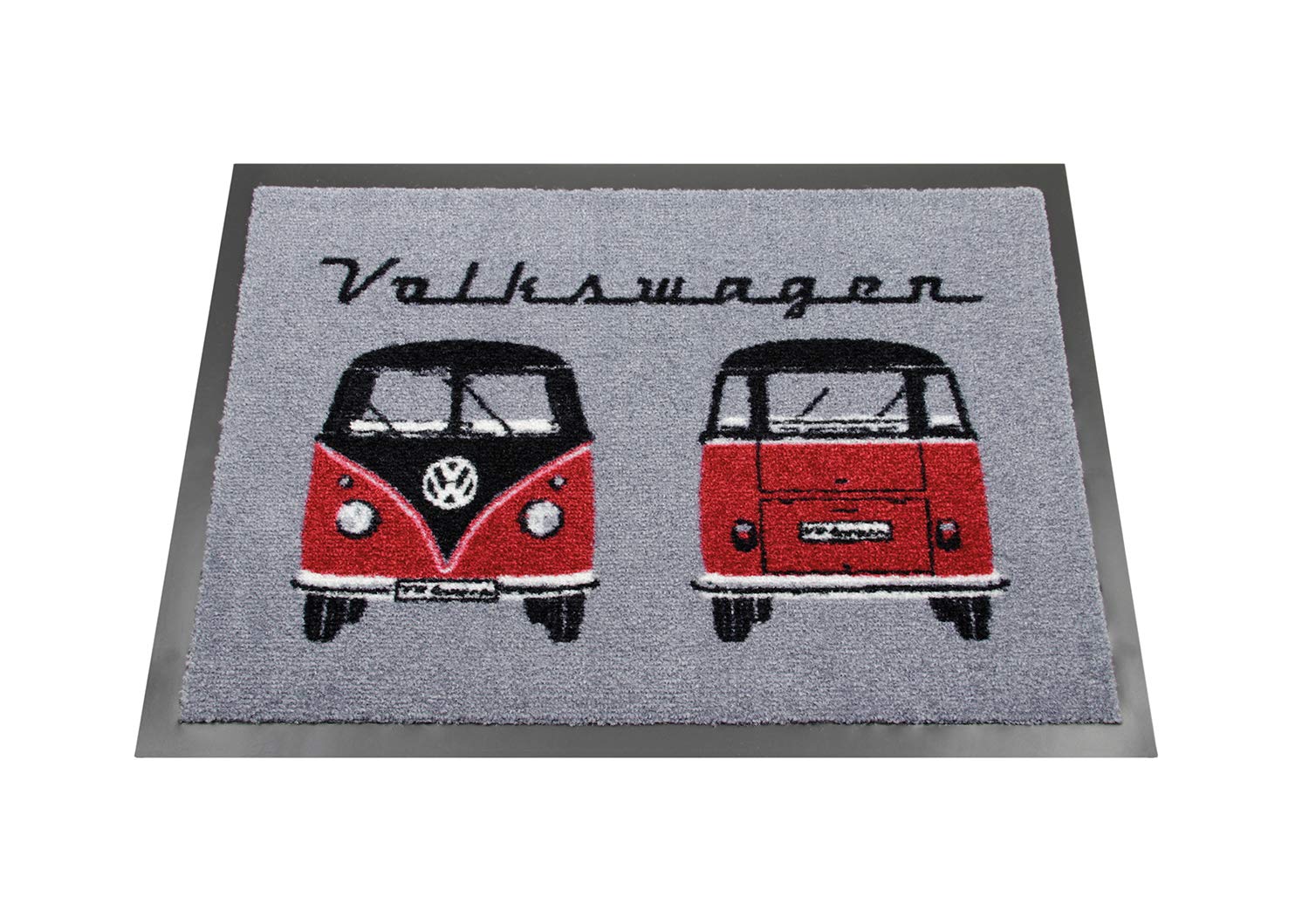 BRISA VW Collection - Volkswagen Foot Mat Doormat Rug Shoe Dirt Trapper with T1 Bus Campervan Motif (Bus Front/Gray) — image 1