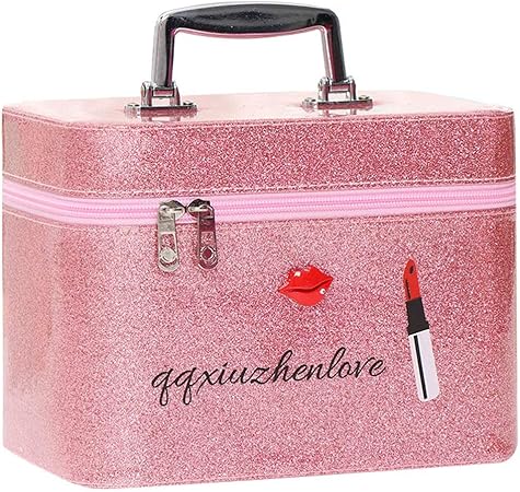 Amazon メイクボックス コスメボックス おしゃれ キラキラ 收納力抜群 持ち運び かわいい 化粧箱 化粧品入れ 鏡付き 小物入れ メイクポーチ コンパクト 女性 彼女へ お部屋 出張 旅行 ピンク Hsfeo ビューティー 通販