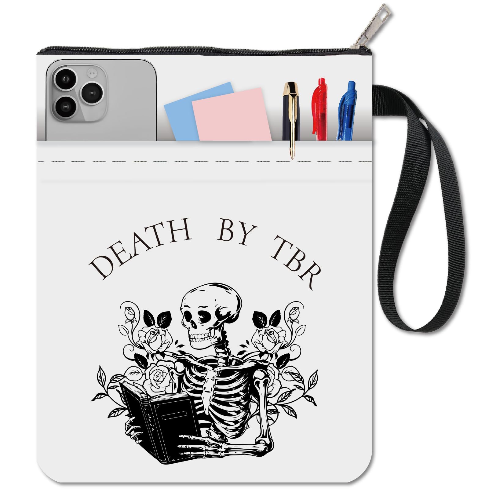 CRASPIRE Skull Book Sleeve Flower Book Protector Halloween Book Covers for Paperbacks Washable Fabric Cloth Book Cover with Zipper and Extra Sleeve Pocket for Book Lovers Classmate Gifts