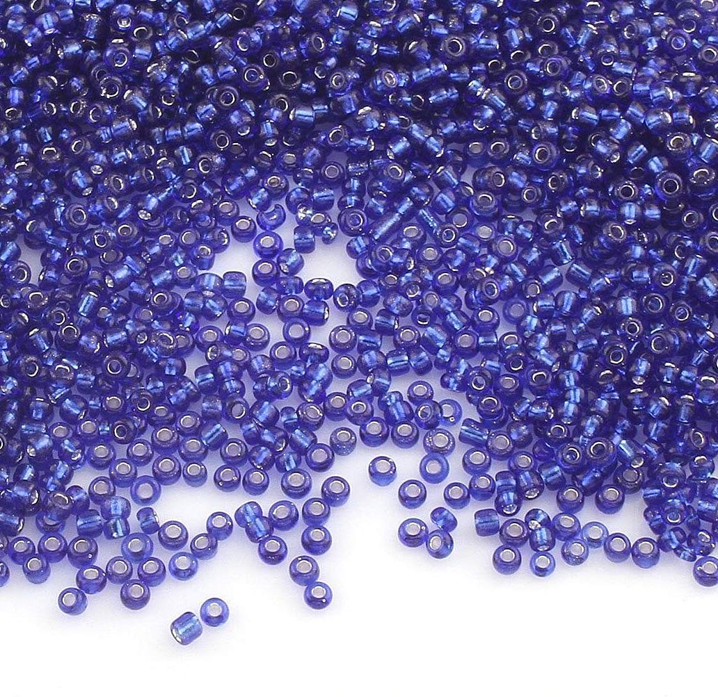 Perlin Seed Beads Glass Beads Indian Beads Seed Beads Pony Beads 2 mm 11/0 Silver Lined Seed Beads 6500 Pieces (Royal Blue)