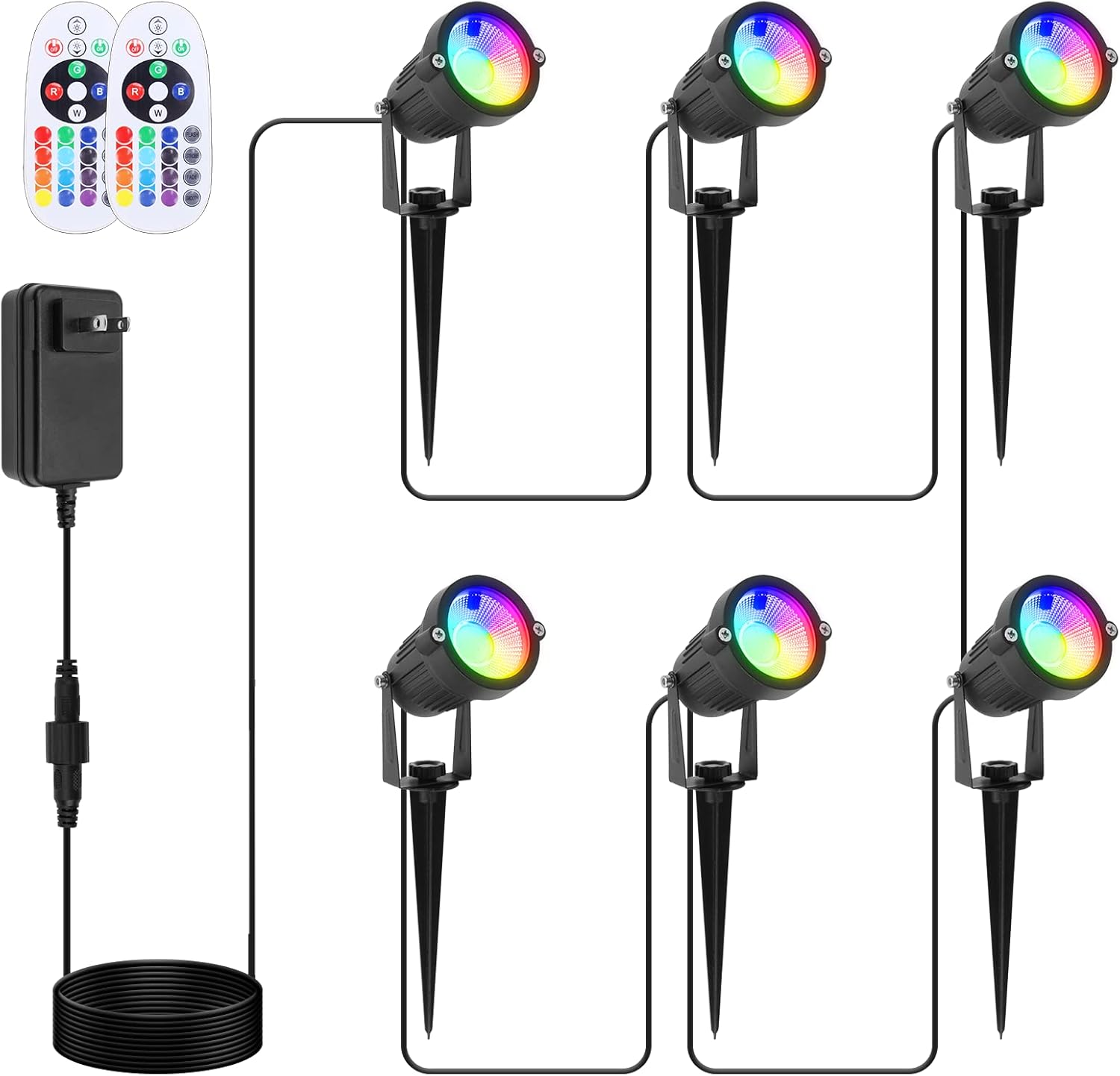 Lighting - VOLISUN Halloween Spotlights Low Voltage Landscape ligths with Transformer Halloween Outdoor Uplights,16 Color Changing Waterproof Pathway Lights for House Indoors/Yard/Path/Garden(6 Pack)