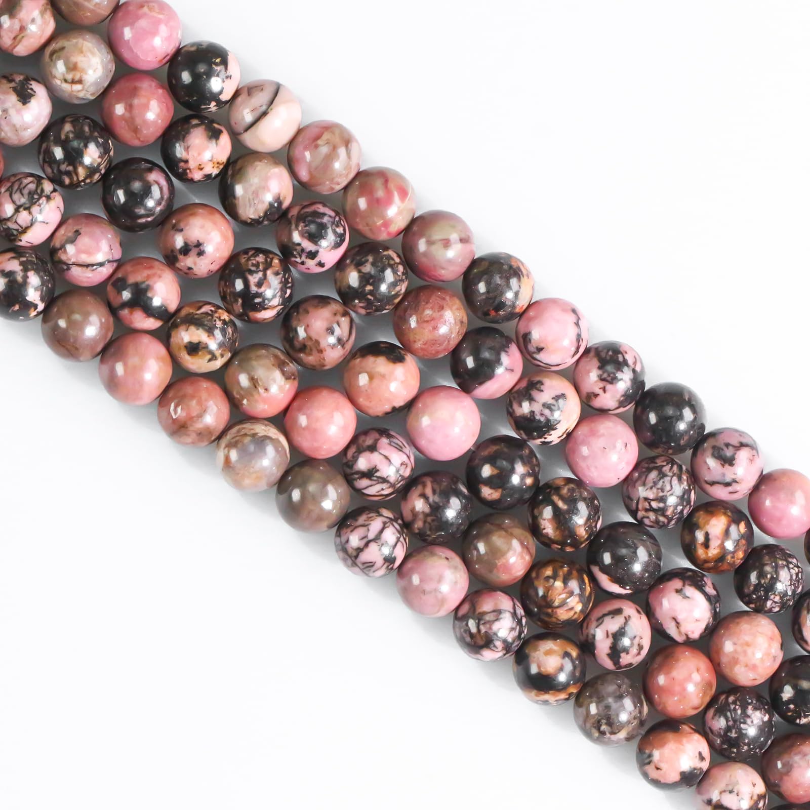 Crystal Beads Jewellery, 6mm Round, 60pcs Rhodonite, Stone, 60pcs included — image 1