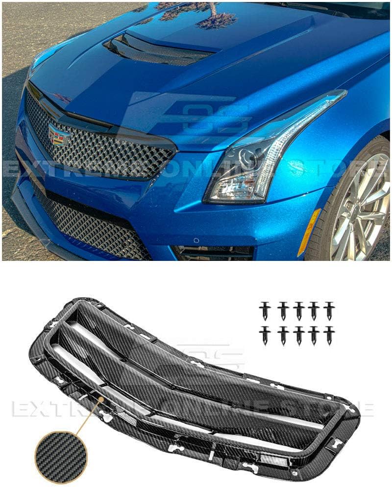 used hood scoops for sale on Amazon Com Extreme Online Store Replacement For 2016 2019 Cadillac Ats V Gm Factory Style Carbon Fiber Front Hood Vent Louver Cover Vent 247 Bkcf Automotive