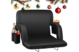HOPERAN Stadium Seats for Bleachers with Back Support, Half-fold Portable Bleacher Chairs with Back and Cushion, 600D Waterproof Reclining Extra Wide Bleacher Seat for Outdoor Sports