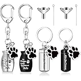 Kigeli 4 Pcs Pet Ashes Keepsake Keychain for Dog Pet Ashes Urn with 4 Pcs Filling Tools Memorial Cylinder Cat Cremation Jewelry Pend Paw Print Urn Pendant 2 Styles