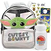 Baby Yoda Backpack for Girls, Kids - Bundle with 12" Baby Yoda Backpack Purse, Water Bottle, Stickers, and More | Star Wars Mini Backpack for Women