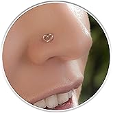 Silver Heart Nose Stud 22G - 925 Silver Heart Stud L Shape For Women - Handmade Nose Jewelry