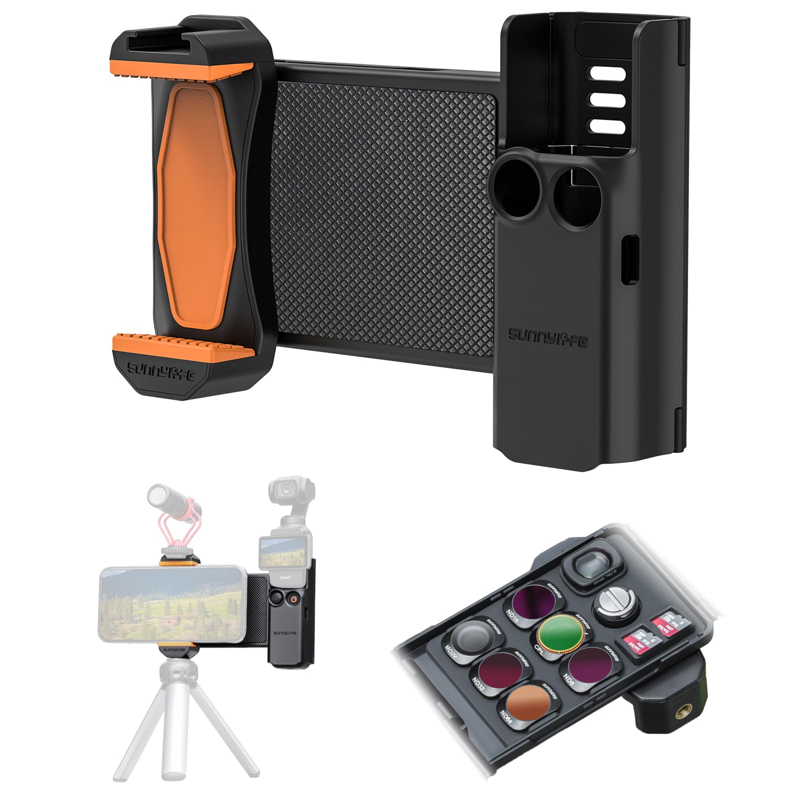 MotuTech Mulfunction Phone Holder for DJI Osmo Pocket 3 Frame Protection Kit Extension Cold Shoe Clamp Phone for iPhone 15 14 13 12 Pro Max