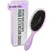 SimplyHair Ultimate Hair Extension Brush & Detangler Anti-Static, Dual Bristle Design, Soft Boar Bristle, Great for All Hair Types & Extensions - Pink & Purple Ombre Brush Ideal for Adults & Kids