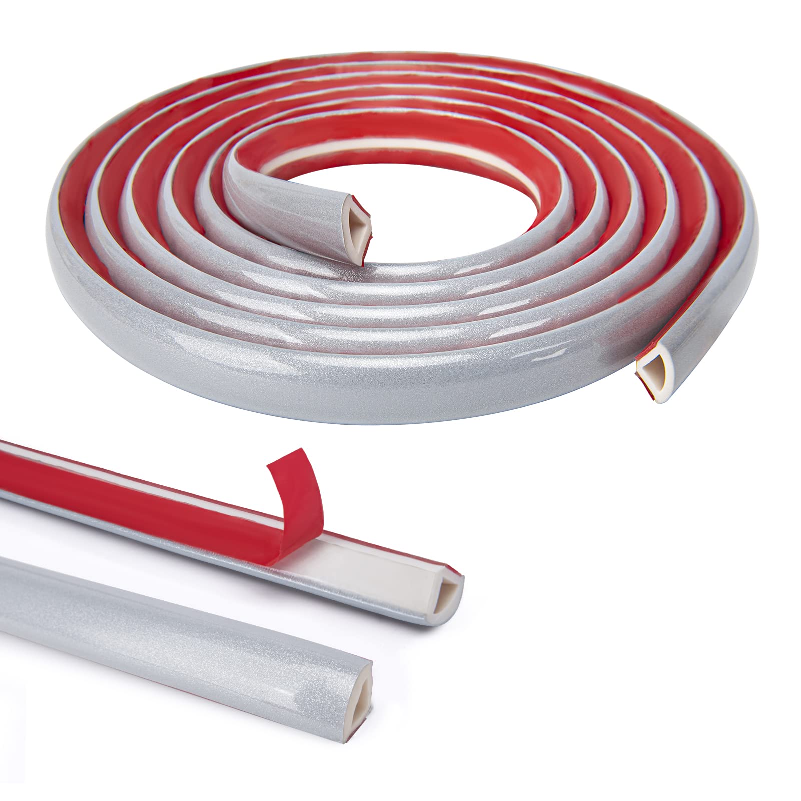 Art3d 10 Ft Flexible Trim Caulk Strip, Peel and Stick Trim for Molding, Tile Edge, Ceiling, Wall Corner in Silver