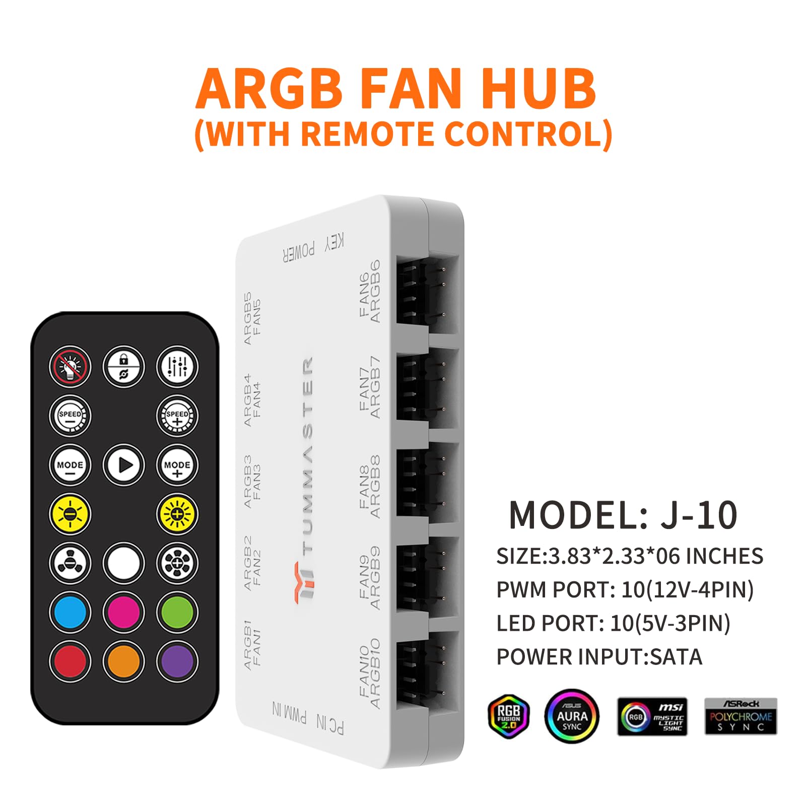 Hub Ventole Per PC 8 Porte | Controller Velocità 12V Con Manopola | Alimentazione SATA E Molex