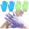 Exfoliating Bath Gloves Body Scrub Wash Mitts Skin Massage Sponge Towel Deep Cleansing Dead Skin Loofah Brush Scrub Luxury Spa Heavy with Lanyard Scrubber 2 Pair (Blue&Green)