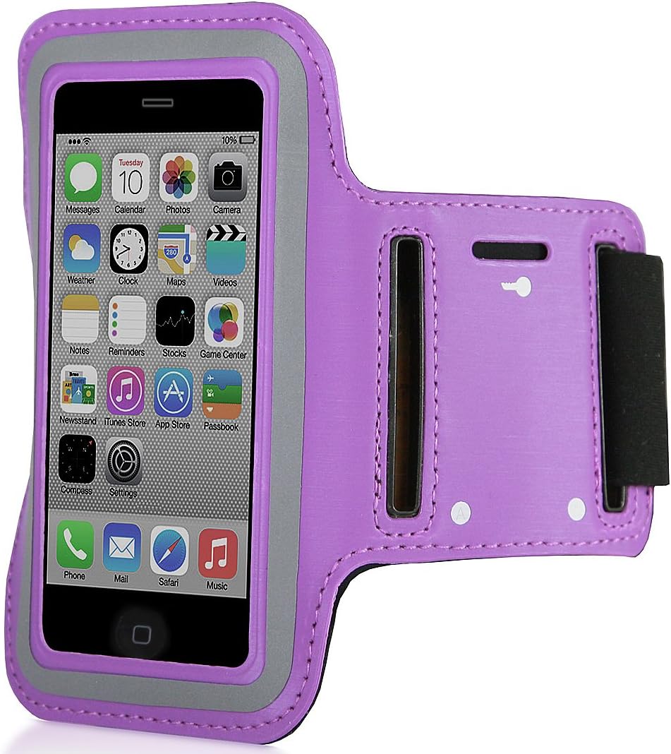 StilGut Sports Armband Compatible with Apple iPhone SE /5/5c/5s, iPhone 4/4s, Galaxy S5 mini, S4 mini and more, Purple - Image 4