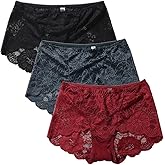 PHOLEEY Womens Sexy Underwear Lace Panties High Waisted Plus Size Ladies Brief for Women 5-Pack